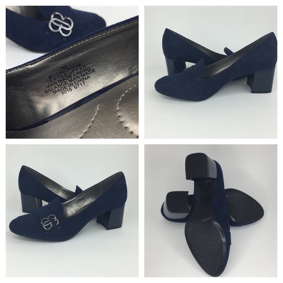 Bandolino Cassa Loafers Navy Blue Block Heels - Picture 4 of 9